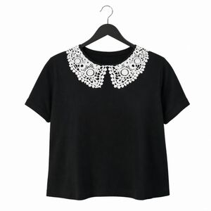 Alison Andrews Black Lace Twee Keyhole Normcore Womens Sweater Sz XL